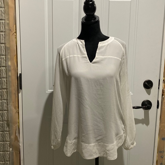 CAbi Tops Cabi White Sheer Long Sleeve Tunic Poshmark
